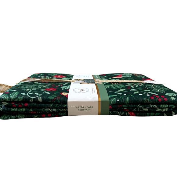 The Farmhouse Easy Care 60x120 Christmas Tablecloth Holiday Holly & Cardinals - Picture 8 of 12